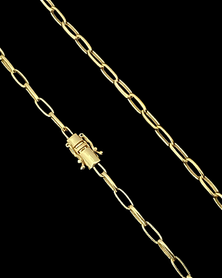 CORRENTE  MEIA CANA FECHO  GAVETA COM MARCAÇÃO 750 (4MM - 60cm ou 70cm)  -  BANHADO A OURO 18k
