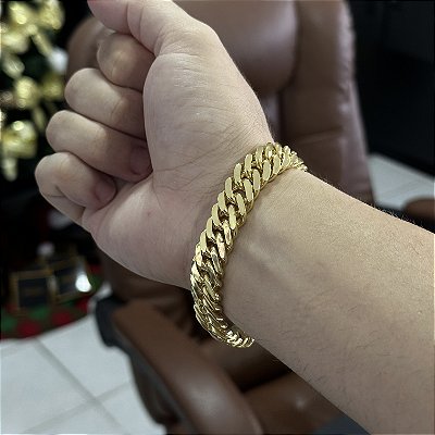 Pulseira Lacraia 13mm 21cm – Banhada a Ouro 18K