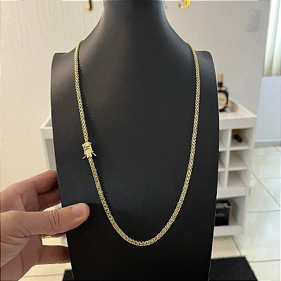 Corrente Cadeado duplo 3mm – Escolha o Tamanho 50, 60 ou 70cm – Banhada a Ouro 18K