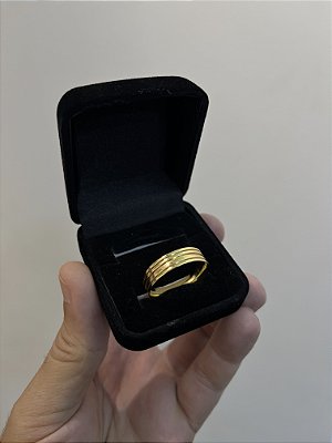 ALIANÇA DETALHADO - 7mm - BANHADO A OURO 18K