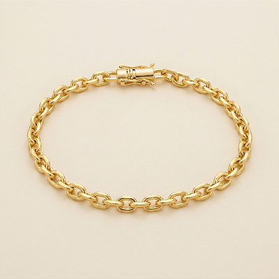 Pulseira Cadeado de Quina 5mm 21cm – Banhada a Ouro 18K