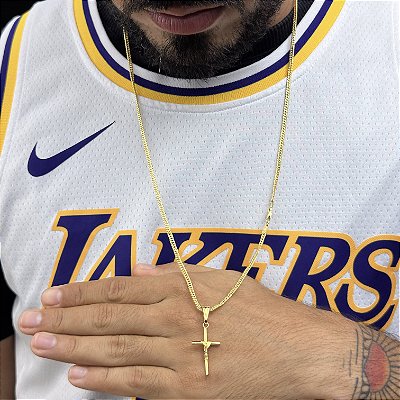 CORRENTE LACRAIA + PINGENTE CRUZ AMARRADA ( 2mm - 50, 60cm ou 70cm) - BANHADO A OURO 18k