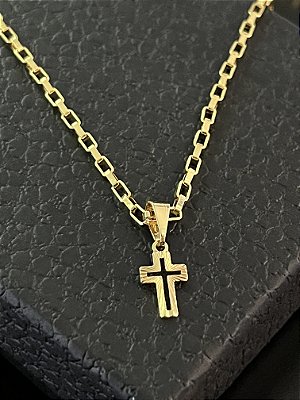 PINGENTE  CRUZ DETALHADA VAZADA  2g-( 3x2cm P ) - BANHO DE OURO 18k