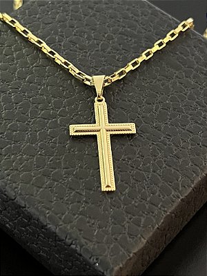 PINGENTE CRUZ DE QUINA   2g-( 3x2cm P ) - BANHO DE OURO 18k