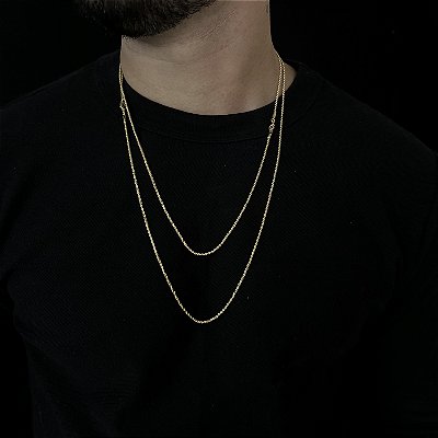 CORRENTES BAIANA (  2MM- 60CM + 70CM)- 8G - BANHO DE OURO 18K