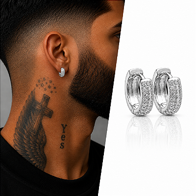 Brinco Gota Cravejada com Zircônias – Banho de Prata