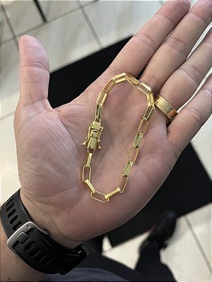 PULSEIRA TIJOLINHO ALONGADO (5mm) Escolha 17cm a 21cm - Banhado a Ouro 18K