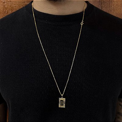 Corrente Veneziana 2mm 60cm + Pingente Placa – Banhada a Ouro 18K