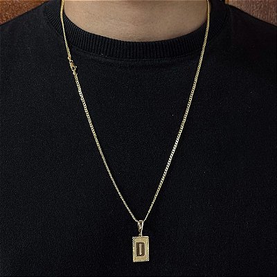 Corrente Grumet 2mm 60cm + Pingente Placa – Banho Ouro 18k