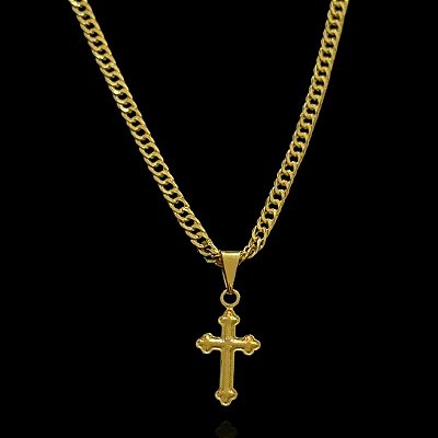 Pingente Cruz Bizantina – Banhado a Ouro 18K