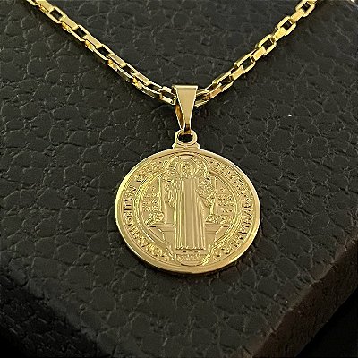 Pingente Medalha São Bento – Banhado a Ouro 18K