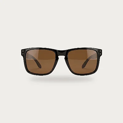 Óculos de Sol Quadrado Preto com Lente Marrom e Proteção UV400