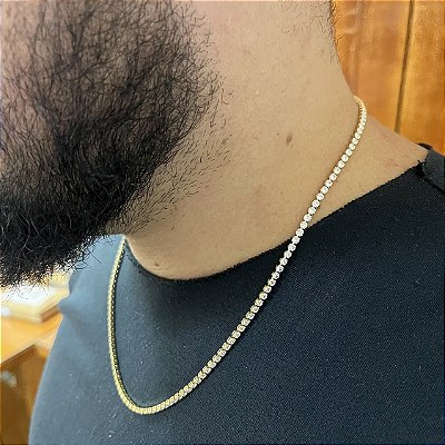 Corrente Riviera 3mm 50cm – Banhada a Ouro 18K