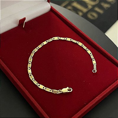 Pulseira Piastrine 4mm 17cm a 21cm – Banhada a Ouro 18K