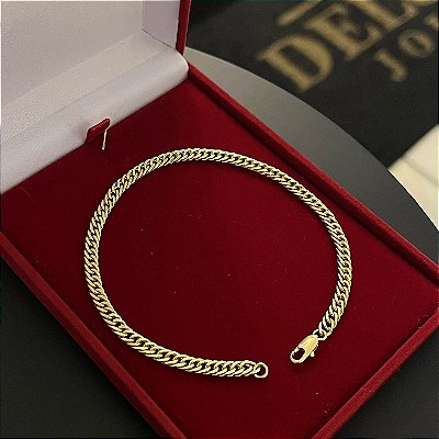 Pulseira Lacraia 5mm 21cm com Fecho Mosquetão – Banhada a Ouro 18K