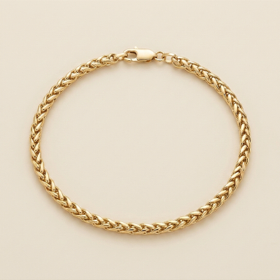 Pulseira Peruana 5mm 17cm a 20cm – Banhada a Ouro 18K