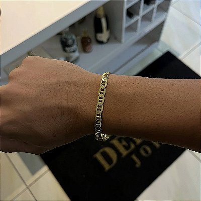 Pulseira Piastrine 7mm 17cm a 21cm – Banhada a Ouro 18K