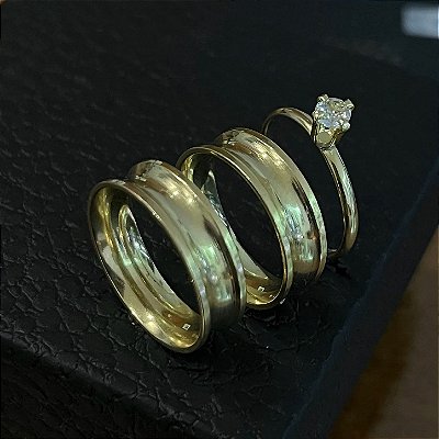 PAR DE ALIANÇA 6mm APARADOR – Banhado a Ouro 18K