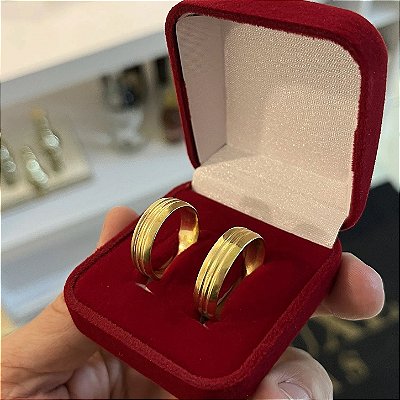 Par de Alianças 5mm com Frisos – Feito em Moeda Antiga