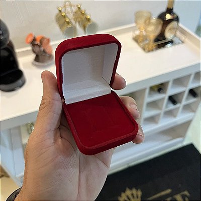 CAIXINHA PARA ALIANÇAS VELUDO VERMELHA – Banho Ouro 18k