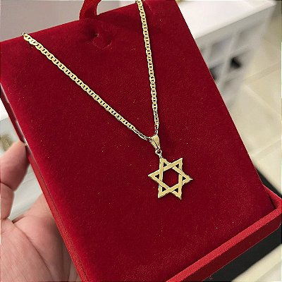 Corrente Piastrine 2mm 60cm + Pingente Estrela – Banhada a Ouro 18K