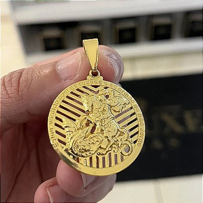 Pingente Medalha São Jorge – Banhado a Ouro 18K