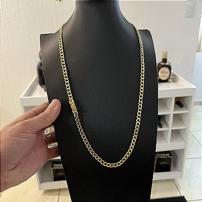 Corrente Pitbull 6mm 50/60/70cm – Banho Ouro 18k