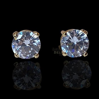 PAR DE BRINCO SOLITÁRIO ZIRCÔNIA PREMIUM - 5MM - BANHADO A OURO 18k