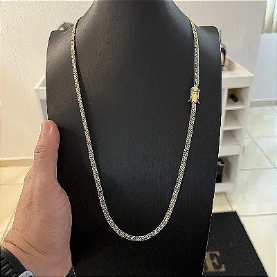 Corrente Grumet Dupla 4mm 70cm – Banho Ouro 18k