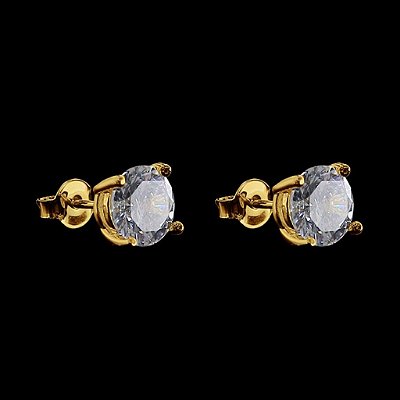 PAR DE BRINCOS  REDONDO  PEDRA DE ZIRCÔNIA 3mm - BANHADO A OURO 18K