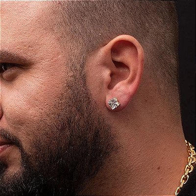 Brinco Ponto de Luz com Zircônia Corte Princesa – Banhado a Ouro 18K