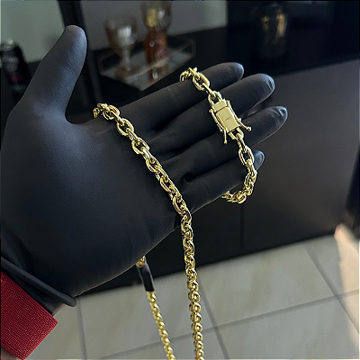 CORRENTE CADEADO  FECHO GAVETA  (8mm- 70mm) FECHO COM MARCAÇÃO 750 + PULSEIRA CADEADO  FECHO GAVETA  (8mm- 20mm) FECHO COM MARCAÇÃO 750 - BANHADO A OURO 18K