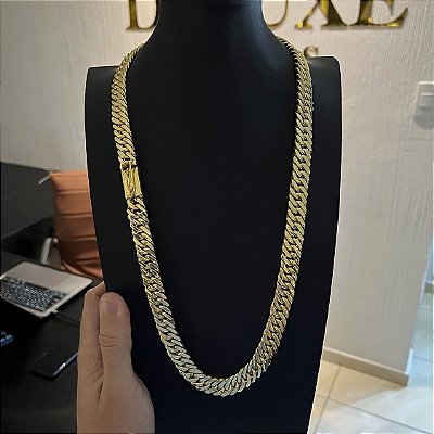 Corrente Lacraia 13mm 70cm – Banho Ouro 18k