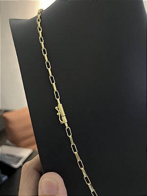 CORRENTE TIJOLINHO ALONGADO (3MM- 70CM) - BANHADO A OURO 18K