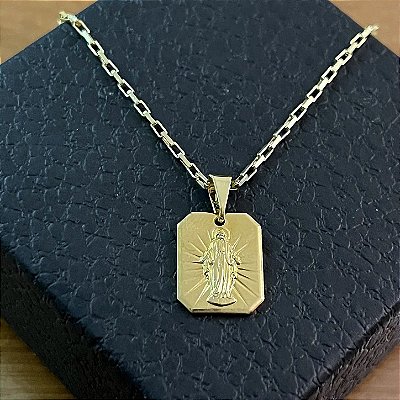 Pingente Placa Nossa Senhora das Graças – Banhado a Ouro 18K