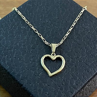 Pingente Coração Vazado Liso – Banhado a Ouro 18K