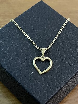 PINGENTE CORAÇÃO VAZADO PP  (8g- 2x2cm) - BANHO DE OURO 18k