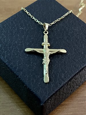 PINGENTE CRUCIFIXO M  (8g- 4x4cm) - BANHO DE OURO 18k
