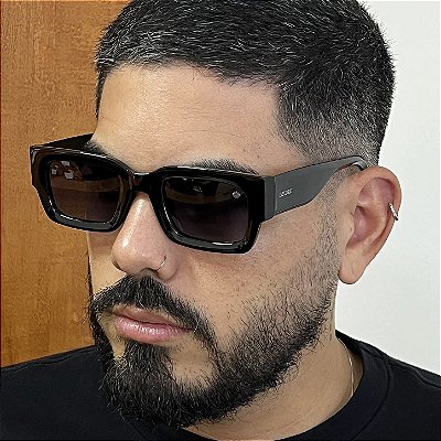 Óculos de Sol Retangular Preto com Proteção UV400
