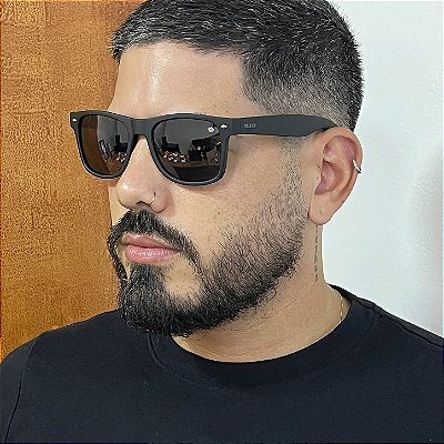 Óculos de Sol Wayfarer Preto Fosco com Lente Marrom e Proteção UV400 (Ref. AYXCSS9UQ)