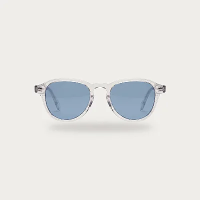 Óculos de Sol Redondo Transparente com Lente Azul e Proteção UV400