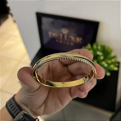 Bracelete Borda Boleada Frisada – Banhado a Ouro 18K