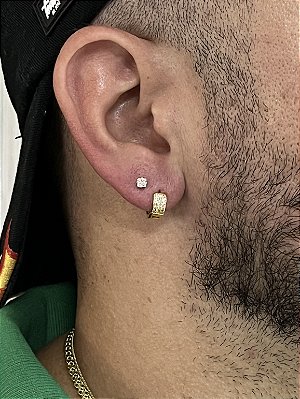 2 PARES DE BRINCOS PONTO DE LUZ E ARGOLA CRAVEJADA EM ZIRCÔNIA  PREMIUM M  -  BANHADO A OURO 18K