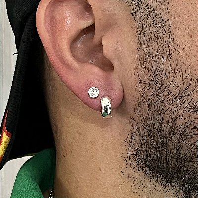 Kit 2 Pares de Brincos Ponto de Luz e Argola Ney Lisa – Banho de Prata