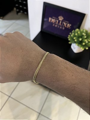 Pulseira Grumet Dupla 3mm 21cm – Banho Ouro 18k