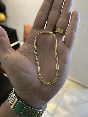 PULSEIRA GRUMET DUPLA (3MM - 3G - 21 CM)  -  BANHO DE OURO 18k.