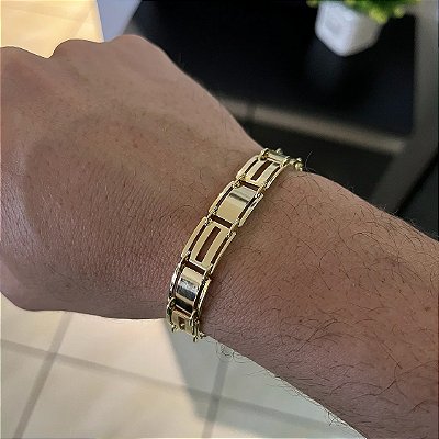 Bracelete Romano Com chapa Detalhado – Banhado a Ouro 18K