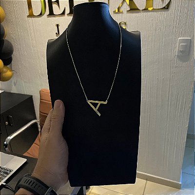 Corrente Veneziana 2mm 50cm + Pingente Letra A – Banho Ouro 18k