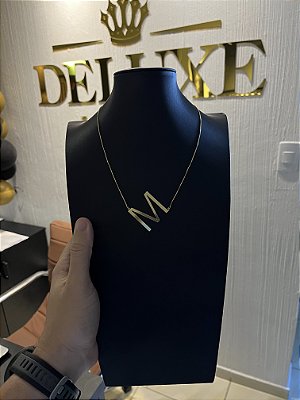 CORRENTE VENEZIANA ( 2mm 50cm FEM ) + PINGENTE LETRA ( M )
