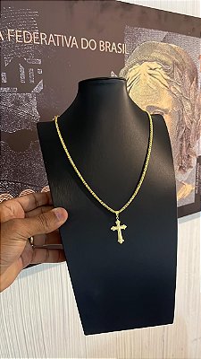 CORRENTE PERUANA ( 3mm - 70cm) + PINGENTE  CRUZ RACIONAIS